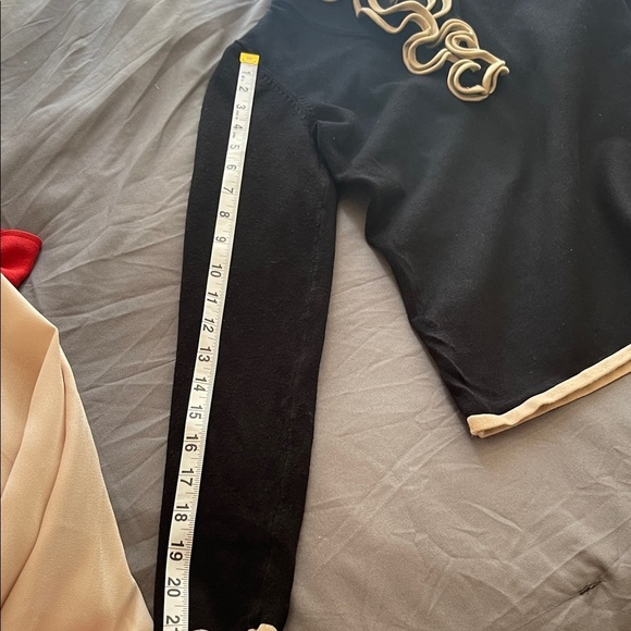 Bellini Black Sweater with Cream Ruffled Trim - Picture 7 of 7